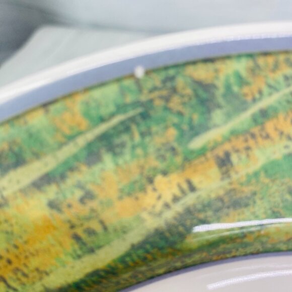 Sango Joan Luntz DAISY HILL 3045 Green Border Round China Dinner Plates Set of 4 - Picture 9 of 12